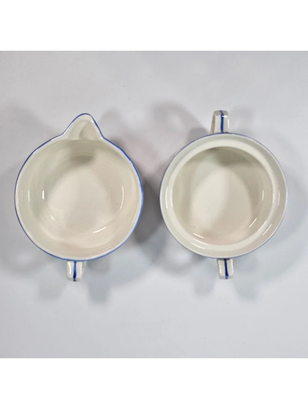 Vintage Sunnyside Japan Sugar Creamer Set Picket Fence Floral Blue White Ceramic